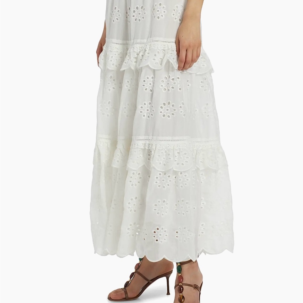 NWT Farm Rio Eyelet Cotton Ruffle Maxi Skirt - Picture 2 of 8